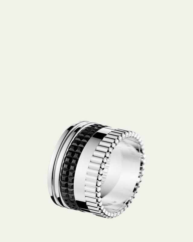 Quatre Large Ring in White Gold with Black PVD, Size